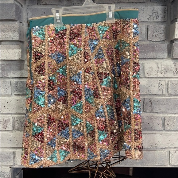 Anthropologie Maeve ZigZag Sequined Mini Skirt - Picture 1 of 6